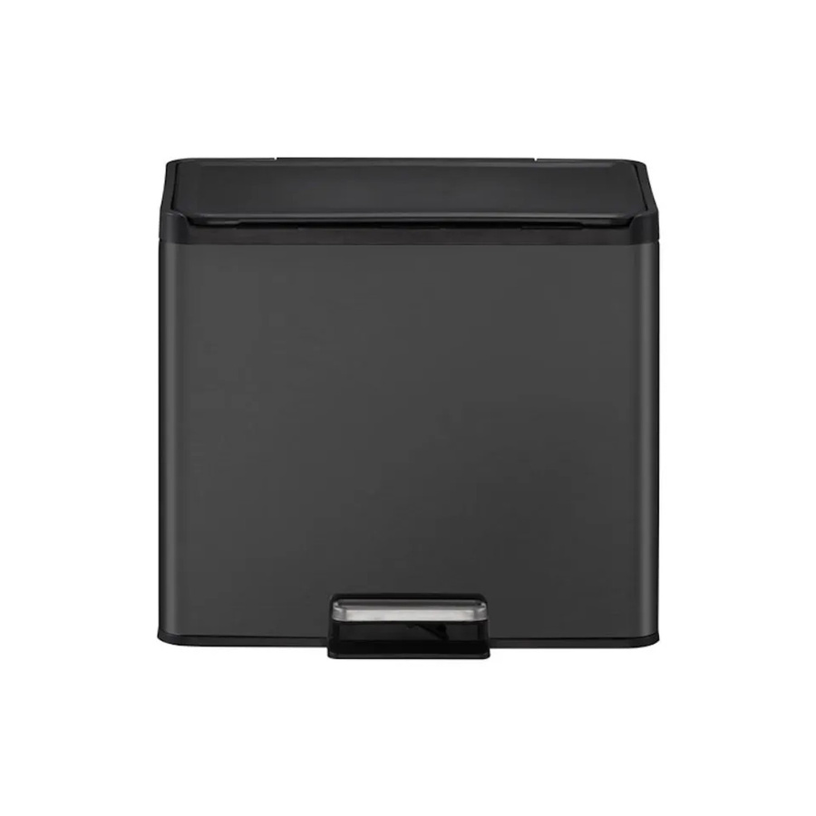 PROREGAL Rechteckiger Treteimer aus gebürstetem Edelstahl mit Soft Close und Stay Open Deckel, Schwarz, 29 Liter, H x B x T: 41,1 x 46,2 x 38,8 cm - Bild 2