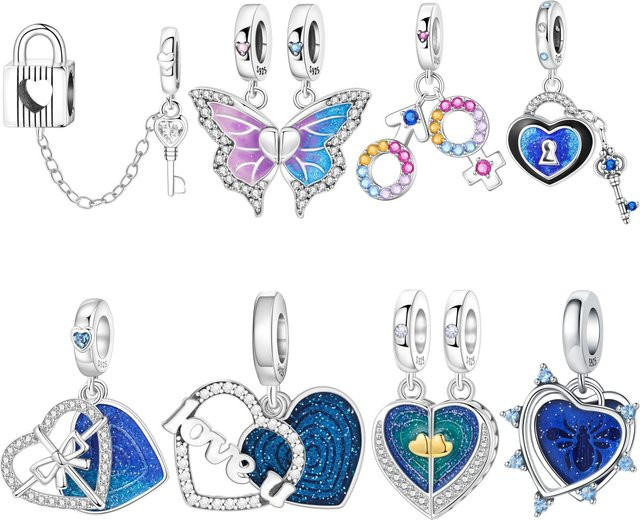 MISEFF Charm Anhänger, 925 Silber, blaues Liebesherz, Zirkonia - Bild 1
