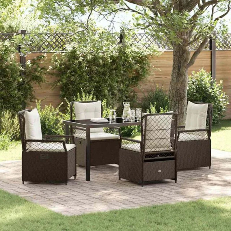 vidaXL Gartenmöbel-Set aus Polyrattan und Stahl, 5-teilige Essgruppe in Braun - Bild 1