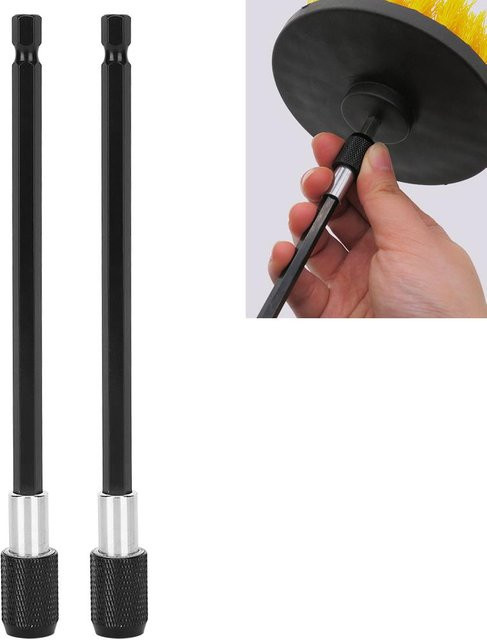 Kkmoon 2er Set Schnellspanner Sechskantschraubendreher mit Selbstsicherung und Verlängerungsstange für elektrische Bohrmaschinen, rot/schwarz, Länge: 150 mm - Bild 1