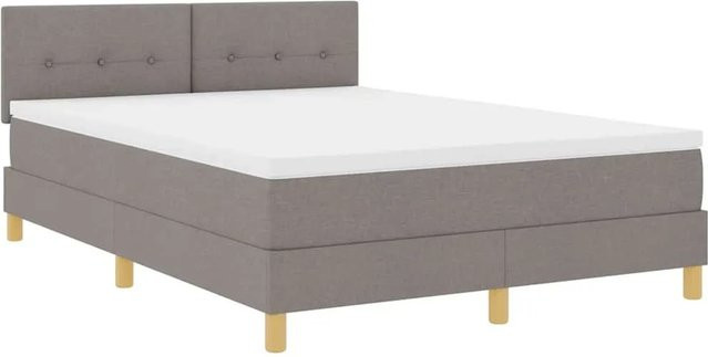 vidaXL LED Boxspringbett mit Matratze in Taupe, Hybrid-Matratze mit USB-Anschluss und Unterbettbeleuchtung, B/T: 140 x 190 cm - Bild 1