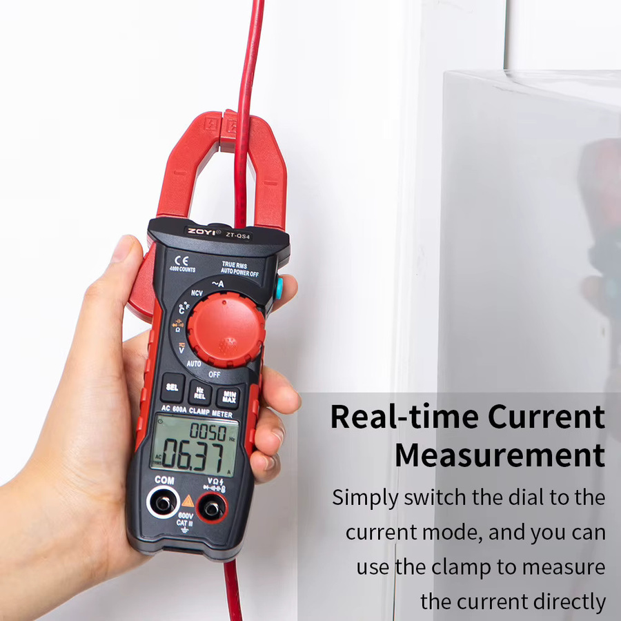 ZOYI ZT-QS4 Digitales Multimeter mit Stromzange, 4000 Counts, AC/DC Spannung, Voltmeter, Hz, Kapazität, NC, VO und Diodentest, Farbe: Rot - Bild 5