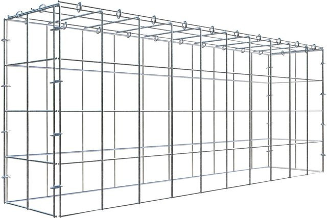Gabiona C-Ring Anbaukorb Typ 3 in Silbergrau, Maschenweite 10 x 10 cm, B/T/H: 40 x 100 x 20 cm - Bild 1