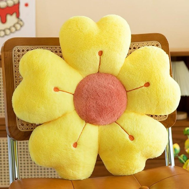 Yiran Health & Beauty Blumenförmiges Plüschkissen in Gelb aus Polyester - Bild 1
