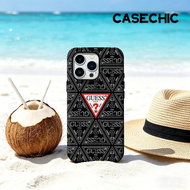 CaseChic MagSafe Schutzhülle mit mattem Bumper und G-Guess-s Logo für iPhone 17 16 15 14 13 Pro Max, Stoßfest, Schwarz - Bild 1