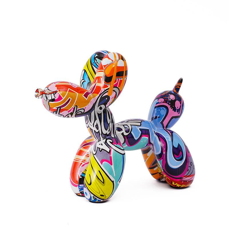 Yiran Furniture Ballonhund Ornament im Graffiti-Design, bunt, Tischdekoration aus Harz - Bild 2