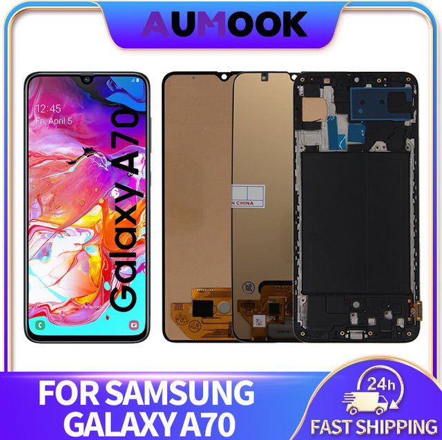 Samsung Galaxy A70 A705 AMOLED LCD Display mit Rahmen in Schwarz als Ersatzteil für A705F A705W A705X - Bild 1