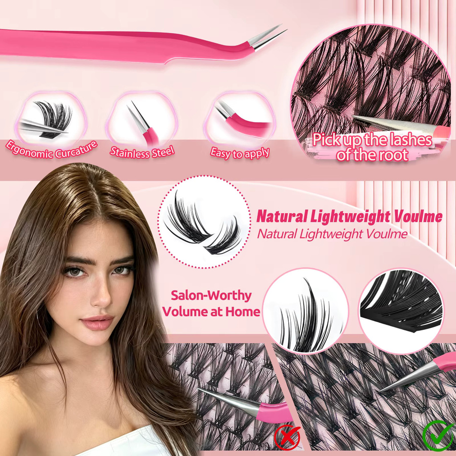 FQBFQB DIY-Wimpernverlängerung Set, Segmentierte Kunstwimpern, Natürlich, Unisex - Bild 4