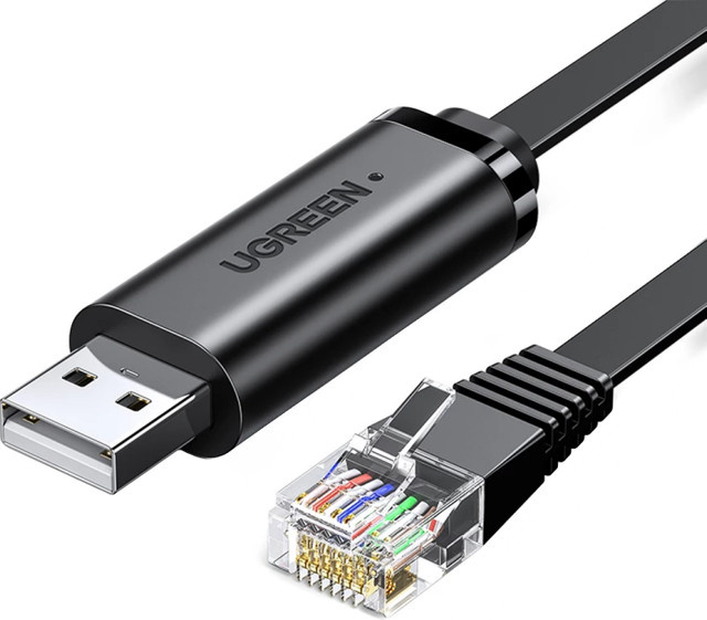 UGREEN USB-Konsolenkabel CM204 mit RJ45 und USB-C Anschluss, Schwarz, Länge: 3 m - Bild 1