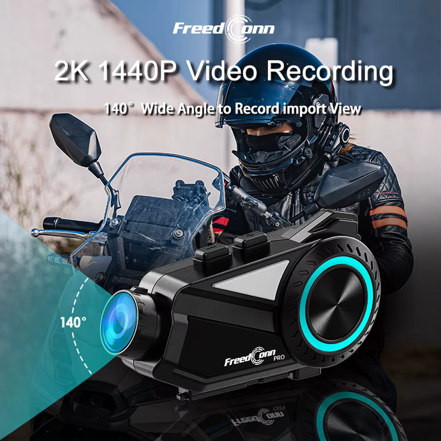 Freedconn R3 Pro Bluetooth Helm-Intercom mit 1440P Dash Cam, WiFi Video Recorder und App-Steuerung, Schwarz - Bild 3