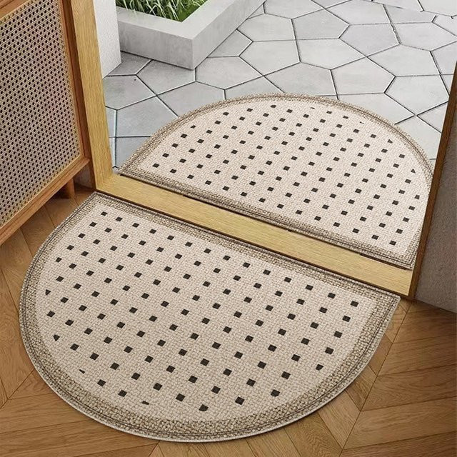 Rutschfeste halbkreisförmige Outdoor-Fußmatte von facaishu in Beige mit minimalistischem Design - Bild 1