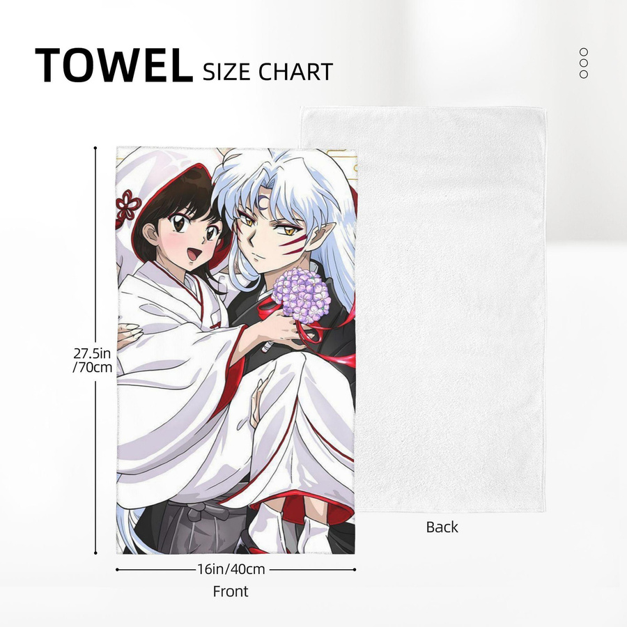 Ka Chen Muxi Baumwollhandtuch Inuyasha Sesshomaru Manga Design, weiß/mehrfarbig, Breite: 30 cm, Höhe: 60 cm - Bild 2