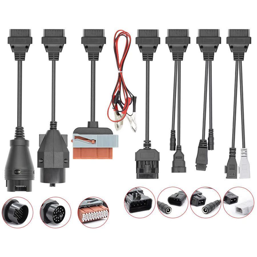 8-teiliges TCS CDP Multidiag PRO OBD2 Diagnosekabel-Set für Auto und LKW in Schwarz - Bild 2
