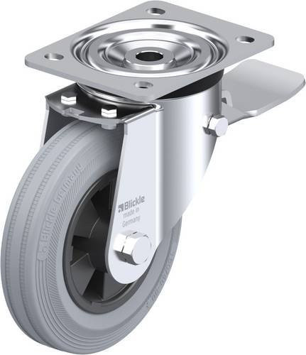 Blickle Lenkrolle L-VPP 160R-ST-SG mit Feststeller in Silber, Rad-Durchmesser: 16 cm, Tragfähigkeit: 135 kg - Bild 1