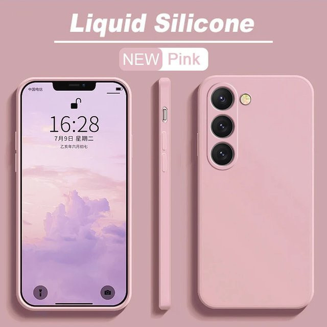 Stoßfeste Silikon Schutzhülle mit Quadrat-Design für Samsung Galaxy S25 S24 S23 S22 Ultra S21 FE S20 FE A32 A51 A52 A71 in Rot und Pink - Bild 1