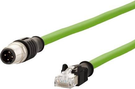 Metz Connect Verbindungsleitung Cat5e M12 ST auf RJ45 ST, 4-polig D-kodiert, Grün, Länge: 2 m - Bild 1