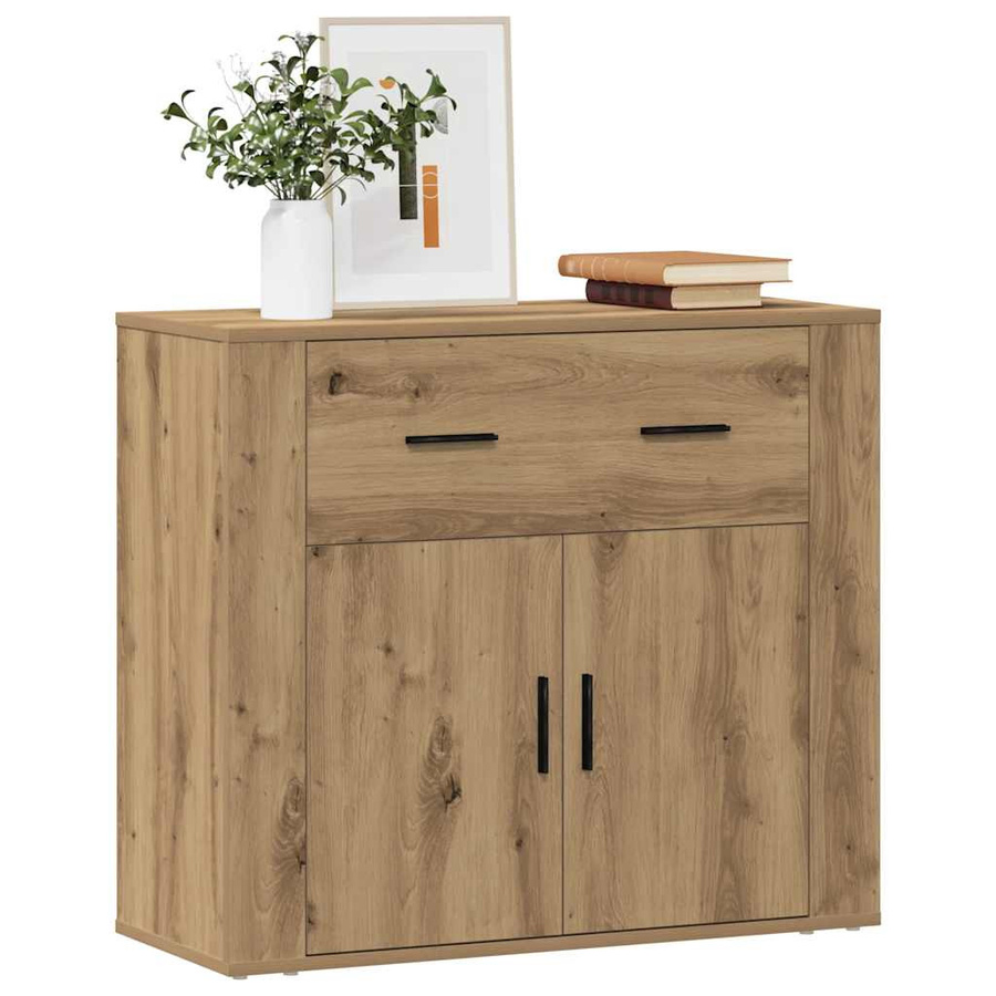 vidaXL Sideboard Artisan-Eiche aus Holzwerkstoff, Farbe Braun, B/T/H: 80 x 33 x 70 cm - Bild 3