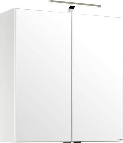 HELD MÖBEL Spiegelschrank Siena, 2-türig mit LED-Beleuchtung und Regalen, Weiss, B/H: 60 x 65 cm - Bild 1