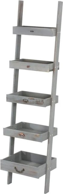MCW Pflanzregal Blumenständer aus Paulowniaholz in Grau im Shabby-Look, H: 169 cm, B: 43 cm, T: 32 cm - Bild 2
