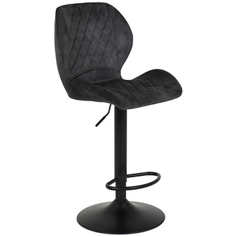 2er Set Barhocker Hela in Anthrazit mit Vintage Microfaser und Rautensteppung, B/H/T: 42 x 117 x 51 cm - Bild 3