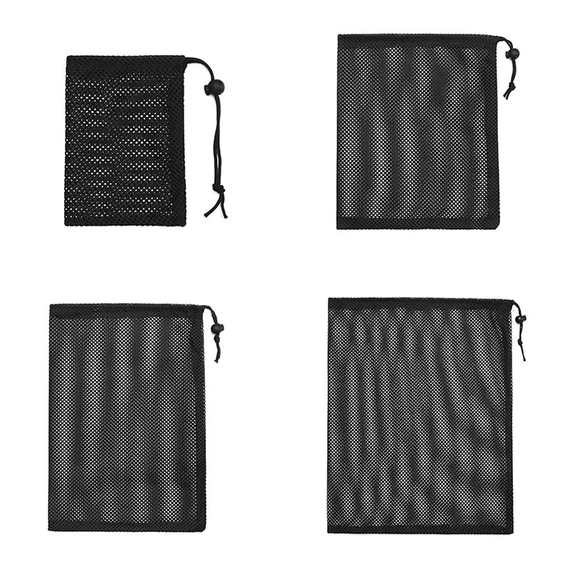 Mehrzweck Mesh-Aufbewahrungstasche mit Kordelzug in Schwarz und Weiß - Bild 4