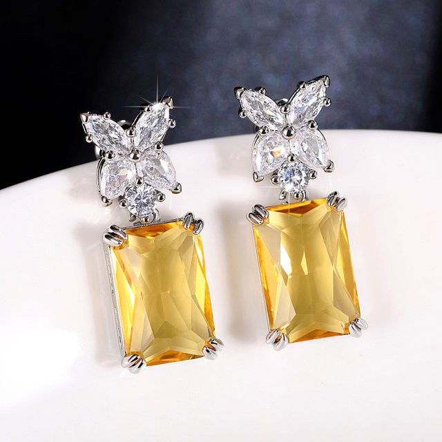 Huitan Ohrringe, quadratisch, Zirkonia, Gold, Damen - Bild 1