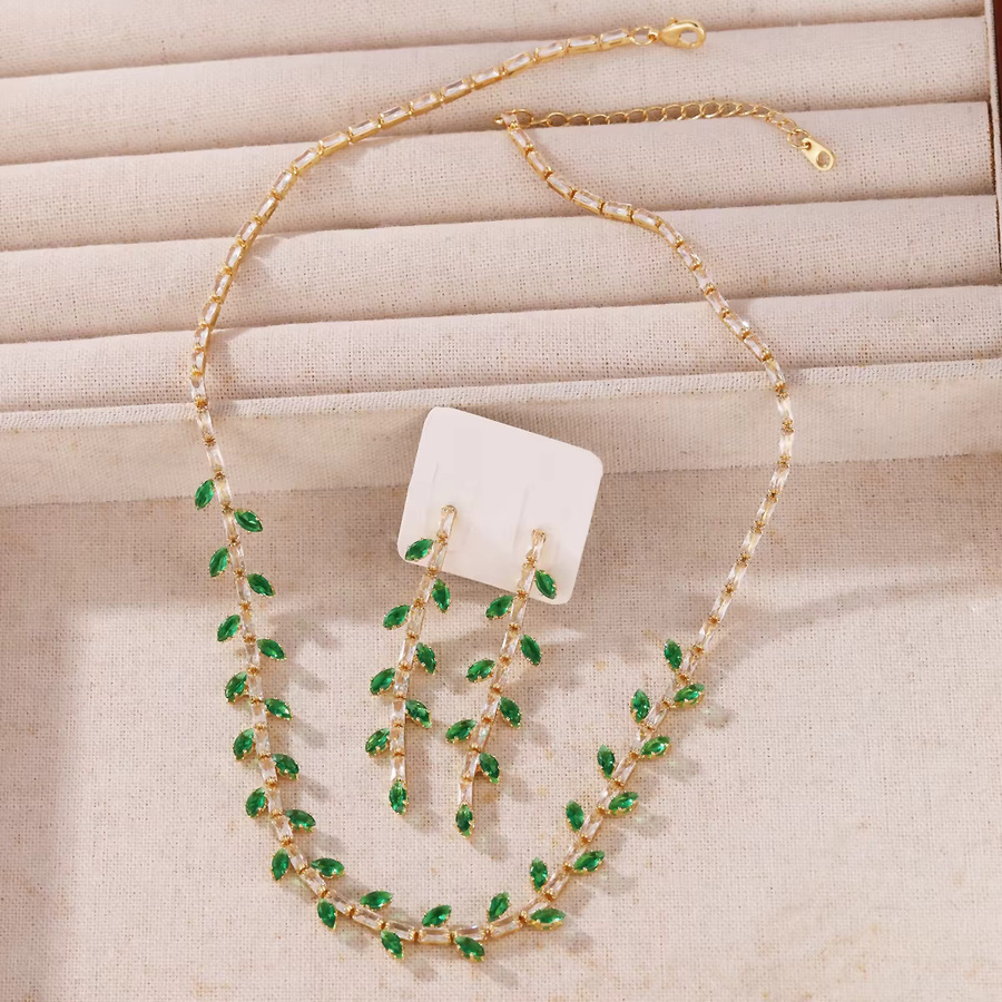 YUYAN Schmuckset, 750 Gold, Zirkonia, Blatt, Damen - Bild 2