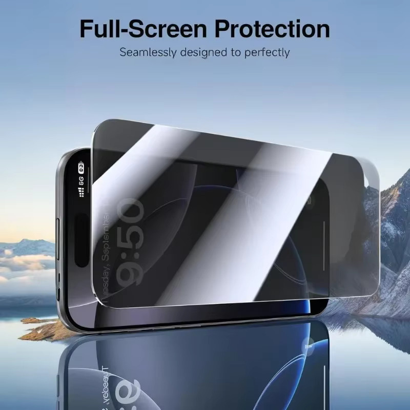 2 Stück Sichtschutzfolie aus gehärtetem Glas für Apple iPhone 11 12 13 14 15 16 17 Pro Max Plus Air XR XS in Transparent - Bild 3