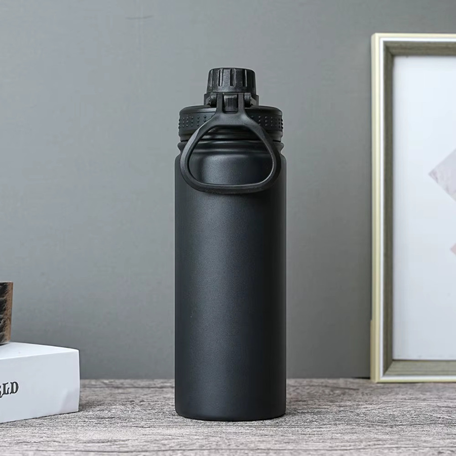 WATERSY Doppelwandige Thermoflasche aus Edelstahl mit Griff, Isolierflasche für Sport und Freizeit, Blau, 650 ml - Bild 2
