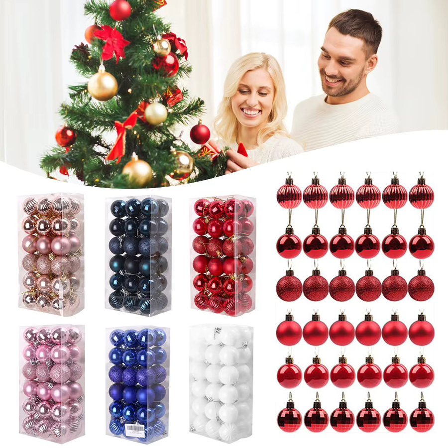 Frequeback 36er Set Weihnachtsbaum Kugeln aus Kunststoff in Bunt und Weiß als Hängeanhänger für deine Weihnachtsdekoration - Bild 1