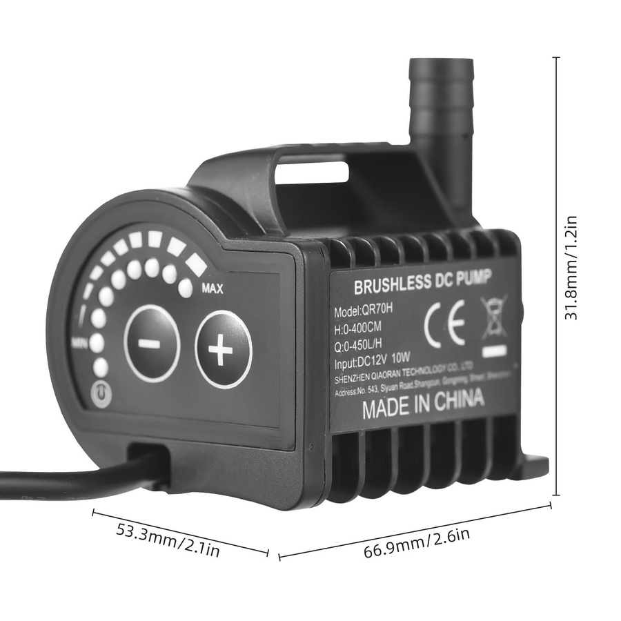 KaiSai Tauchpumpe 12V mit 8 einstellbaren Stufen, 700L/h Förderleistung, kleine Springbrunnenpumpe mit Keramikgehäuse und DC-Buchse, Modell QR75H - Bild 5