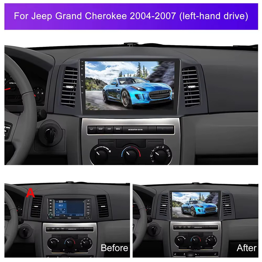 Icreative Android Auto Radio für JEEP Grand Cherokee 2004-2007 mit Multimedia, Wireless Carplay, Navigation und GPS, Schwarz - Bild 2