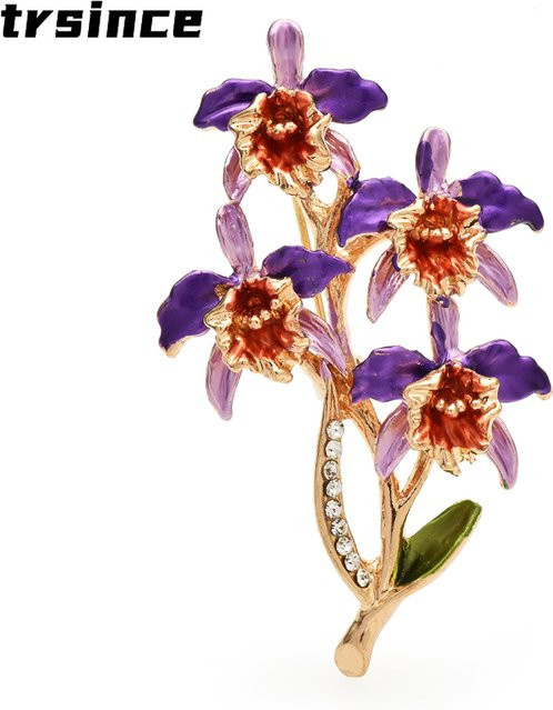 trsince Brosche, Emaille, Blumen, Strass, Damen - Bild 1