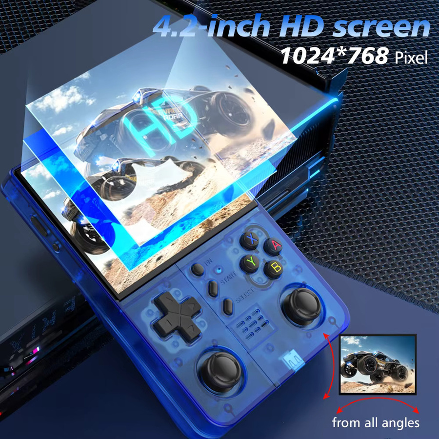 BOYHOM R 40XX Pro Max Retro-Spielekonsole mit 4,2 Zoll IPS-Bildschirm, WLAN und 4000mAh Akku, Tragbare Handheld-Konsole in Purple und Yellow - Bild 3