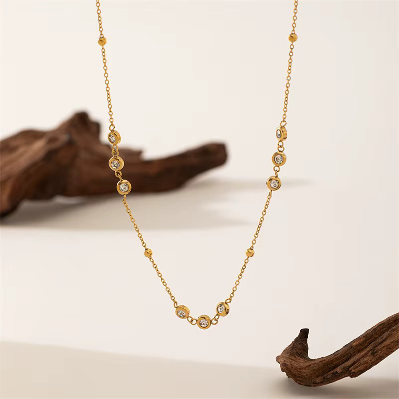 EILIECK Halskette Edelstahl, Gold, Zirkonia, Damen - Bild 3