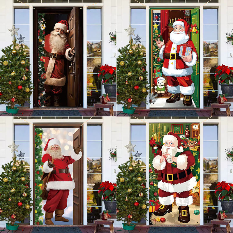 Hängende Weihnachtsflagge für Veranda und Tür als Dekoration, rot, rechteckig aus Textil - Bild 2