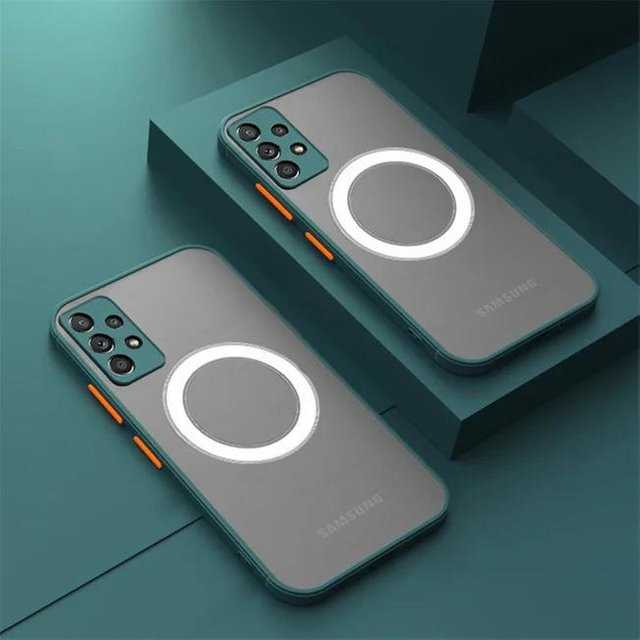 Magnetische Matte Handyhülle für Samsung Galaxy (kompatibel mit A71, A33, A13, S24 FE und weiteren Modellen) in Grau, stoßfeste Abdeckung mit kabellosem Laden - Bild 1