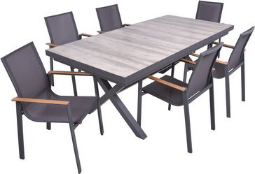 GARDEN PLEASURE Gartenmöbelset RANA in Grau mit 6 Sitzplätzen aus Polywood, Aluminium und Keramik - Bild 1