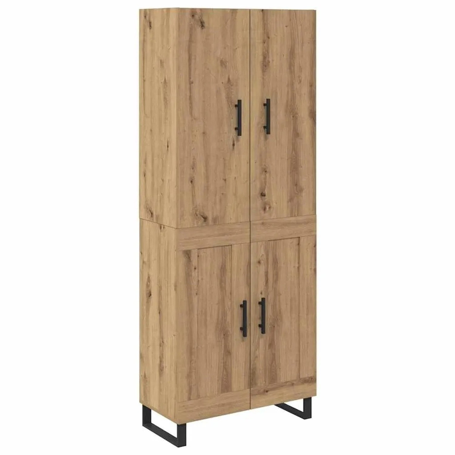 vidaXL Highboard 2-teilig in Artisan-Eiche aus Holz und Glas, modern, Braun, B/T/H: 180 x 34 x 69,5 cm - Bild 2