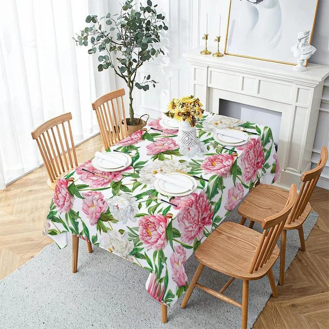 Wasserdichte Polyester-Tischdecke mit Blumenmuster von JINGYUE Pet, Rechteckig, Mehrfarbig, B: 100 cm, L: 145 cm - Bild 1