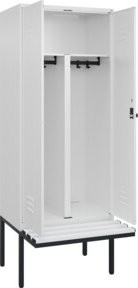C+P PSA Doppel-Spind Classic PLUS Sitzbank mit 2 Abteilen, auskragendes Design, Farbe: Grau/Weiß, B/T/H: 212 x 80 x 81,5 cm - Bild 1