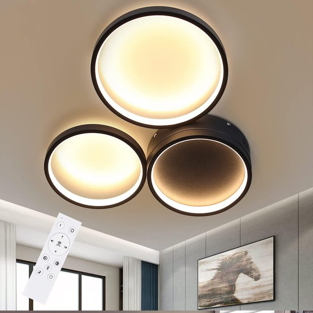 Nettlife LED Deckenlampe in Schwarz mit modernem Ring Design, dimmbar mit Fernbedienung, 38W - Bild 1