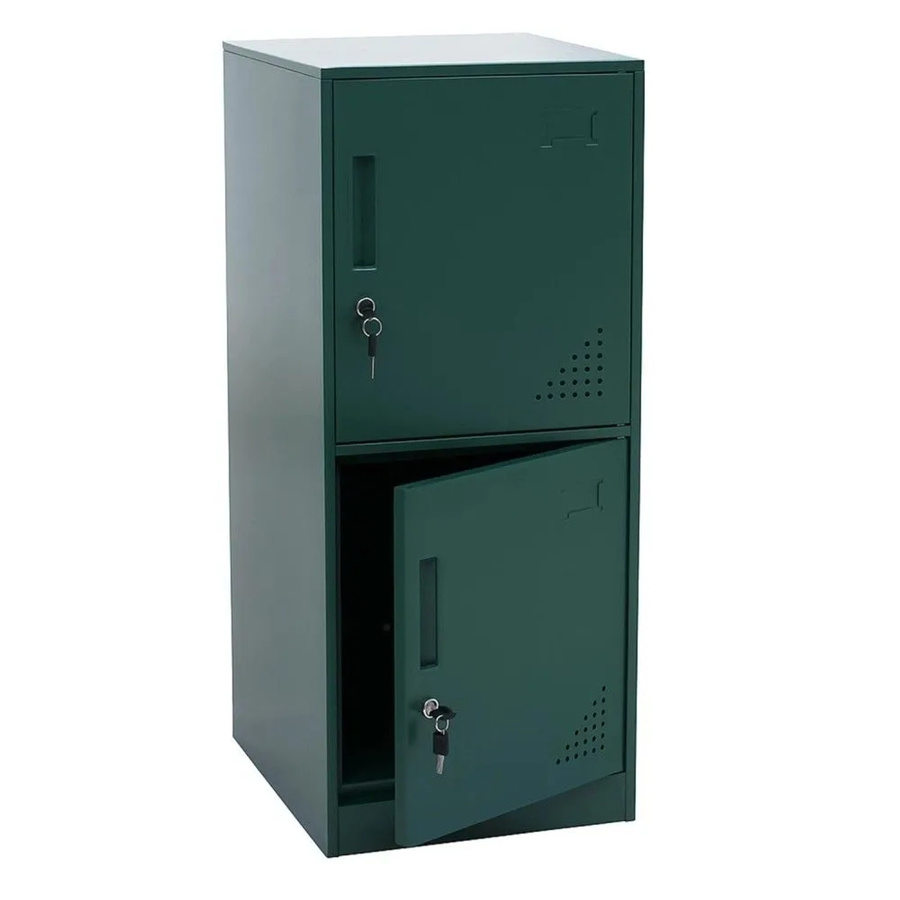 MCW Spind P63 Wertfachschrank aus Stahl mit 2 Türen in Grün, H: 90 cm, B: 38 cm, T: 45 cm - Bild 2
