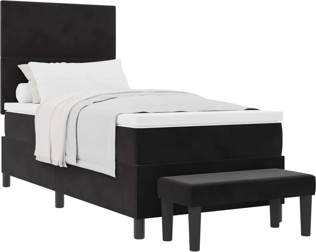 vidaXL Boxspringbett mit Matratze in Schwarz aus Samt, B/T/H: 90 x 190 x 128 cm - Bild 1