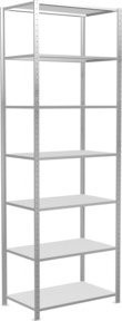 Schulte Grundregal Steckregal MULTIplus150 mit 7 Fachböden und Kreuzstrebe, Farbe: Lichtgrau, B/T/H: 300 x 100 x 60 cm - Bild 1