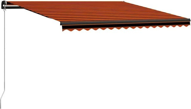 vidaXL Markise manuell einziehbar mit LED in Orange und Braun, B/H: 450 x 300 cm - Bild 1