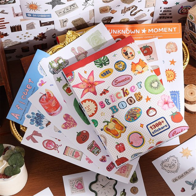 Moment Papier-Scrapbooking-Stickerbuch mit 50 Mustern aus Tieren, Pflanzen und Früchten in Multicolour für DIY-Bastelarbeiten und Planer - Bild 1