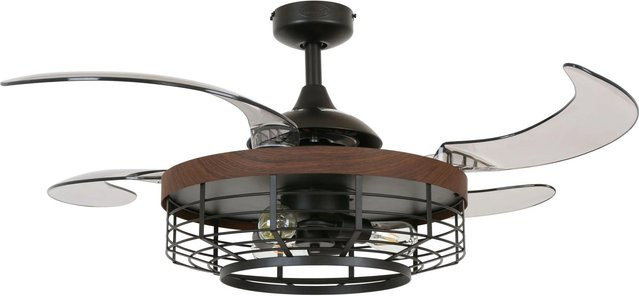BEACON Deckenventilator Fanaway Montclaire mit LED-Beleuchtung und Fernbedienung, Schwarz Matt und Nussbaumoptik, Durchmesser: 122 cm - Bild 1