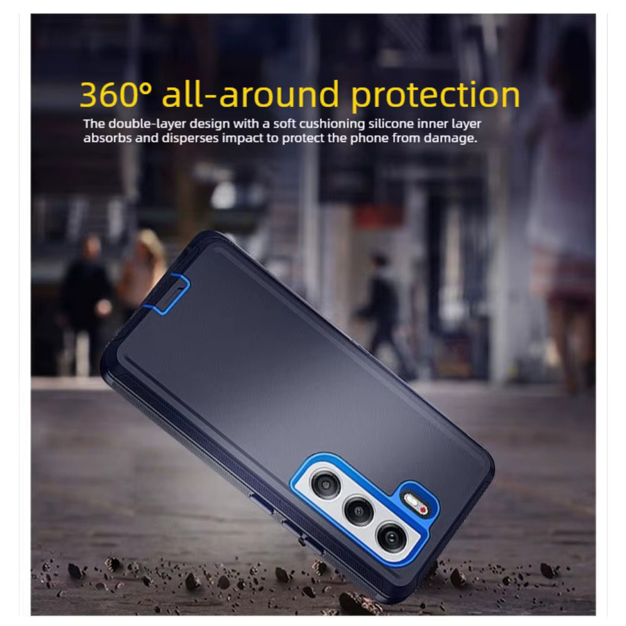 OTT Defender 3-Schicht Hybrid-Schutzhülle für Tecno Camon 40 Pro 30 POP 9 8 7 Pro Spark Go 1 1S 8C stoßfeste Handyhülle in Schwarz und Orange - Bild 3