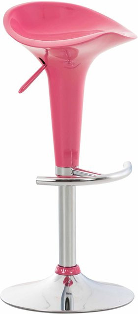 TPFLiving Barhocker Saddle in Pink mit Metallgestell in Chromoptik - Bild 1